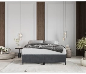 Antracitszürke kárpitozott ágyneműtartós franciaágy 140x200 cm Tate – Maison de Rêve