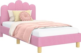 vidaXL Gyerekágy kerettel fejtámlával Rózsaszín 80 x 160 cm szövet