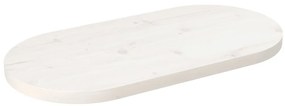 fehér tömör fenyőfa ovális asztallap 80x40x2,5 cm