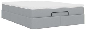 Ottomán ágykeret matraccal világosszürke 140x190 cm szövet