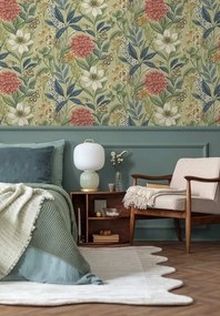Holden Decor Wanderlust Clematis zöld virágos vlies tapéta – 92063