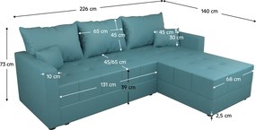 Univerzális ülőgarnitúra, petrolkék, DUAN ROH