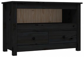 fekete tömör fenyőfa TV-szekrény 79 x 35 x 52 cm