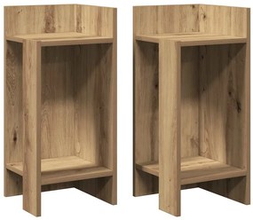 2 db kézműves tölgyszínű kisasztal polccal 25,5 x 27 x 60 cm