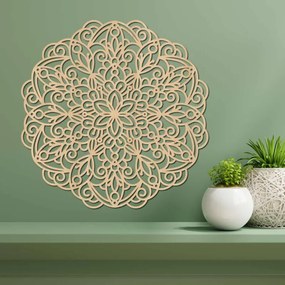 Fából készült mandala falra, virágdíszítéssel | MELLANY