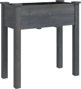 vidaXL szürke tömör fenyőfa kerti ültetőláda béléssel 71 x 37 x 76 cm