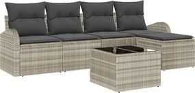 vidaXL Kerti Kanapé Szett 6 pcs Világosszürke polirattan