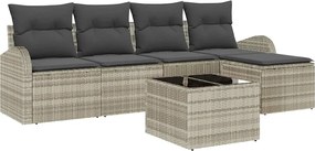 vidaXL Kerti Kanapé Szett 6 pcs Világosszürke polirattan