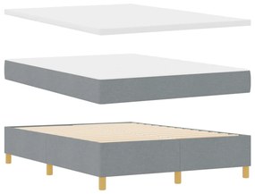 Boxspring Ágy Matrac &amp; Pad Fény Szürke 140x190 cm Szövet