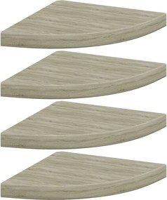 vidaXL 4 db tölgyszínű MDF lebegő sarokpolc 35 x 35 x 3,8 cm