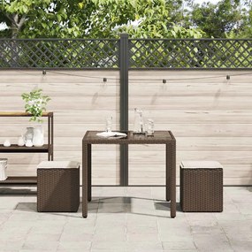 2 db barna polyrattan kerti szék párnával 40x40x43 cm