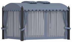 antracitszürke acélpavilon függönyökkel 3 x 4 m