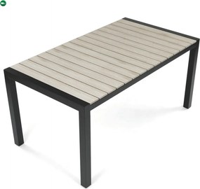 Kerti asztal 160x90 cm, alumínium, polywood, fekete, AZT-S1514 BK