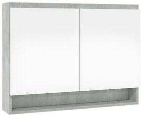 betonszürke MDF tükrös fürdőszobaszekrény 80 x 15 x 60 cm