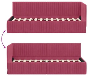 Sarokágy keret fejtámlával bordó 80 x 200 cm Bársony