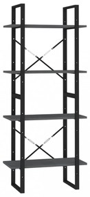 négyszintes szürke tömör fenyőfa könyvszekrény 60 x 30 x 140 cm