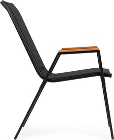 Kerti szék, MultiGarden SC-092W-4-1, fekete, 72 x 55 x 92 cm, acél keret, textil, egymásba rakható, karfás, csúszásgátló lábak, 120 kg teherbírás, 4 db-os szett