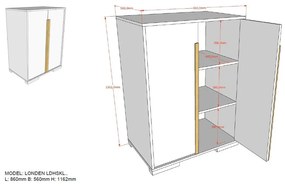 London sötétszürke gyerek ruhásszekrény magasított ágy alá - Vipack