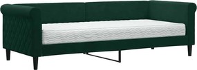 vidaXL sötétzöld bársony heverő matraccal 80 x 200 cm