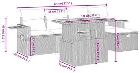 6 részes bézs polyrattan kerti ülőgarnitúra párnával