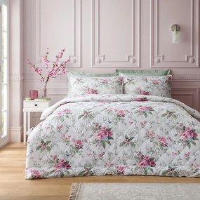 Krémszínű steppelt ágytakaró 200x200 cm Bridgerton Penelope Floral – Catherine Lansfield