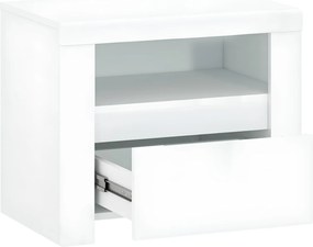 Éjjeliszekrény 1S, fehér fényes, LINDY