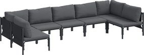 vidaXL Kerti Kanapé Szett párnával 7 pcs Fekete Acél