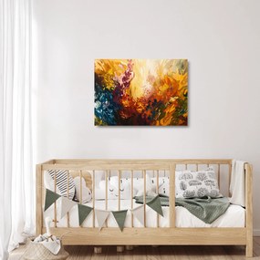 Üveg kép - Absztrakt festmény a virágokról (70x50 cm)
