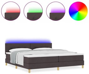 Boxrugós ágy matracmal sötétbarna 200 x 200 cm szövet
