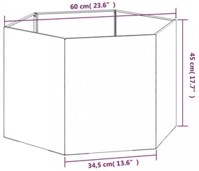 rozsda színű corten acél növénytartó 60 x 60 x 45 cm
