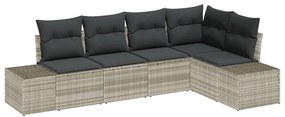 Kerti Kanapé Szett 5 Db Világosszürke Rattan