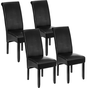 TecTake GmbH 403494 ergonomikus tömörfa étkezőszék - fekete, 4 darabos készlet