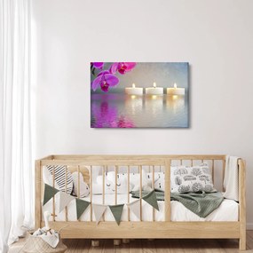 Gyertyák a vízen képe (90x60 cm)