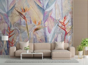 Gario Fotótapéta Pasztell színu levelek betont imitáló háttéren Anyag: Vlies, Méret: 150 x 105 cm