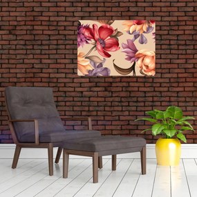 Üveg kép - Vintage virágok (70x50 cm)