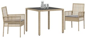 2 db Bézs Polirattan 90 x 90 x 75 cm UV-álló anyagok