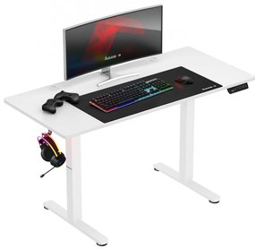 Elektromos állítható magasságú íróasztal, memória funkcióval, 120 cm x 60 cm, fehér