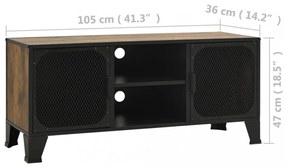 rusztikus barna fém és MDF TV-szekrény 105 x 36 x 47 cm