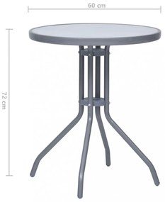 világosszürke acél és üveg kerti asztal 60 cm