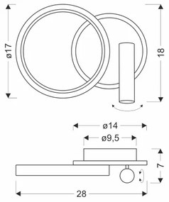 LED fali spotlámpa MONET LED/15W/230V arany