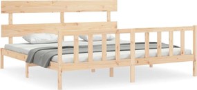 vidaXL tömör fa ágykeret fejtámlával Super King Size