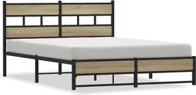 vidaXL sonoma tölgy színű fém ágykeret matrac nélkül 140 x 190 cm