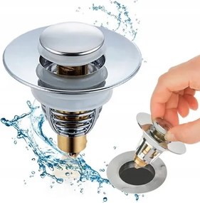 Univerzális Mosdódugó Lefolyószűrő Klikk Mosdó Csaptelep Silver