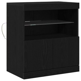 LED világítással ellátott fekete tölgy oldalszekrény 60x37x67 cm