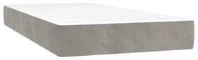 világosszürke bársony rugós és LED-es ágy matraccal 100x200 cm