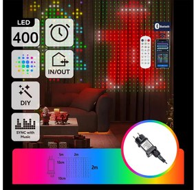 Aigostar - LED RGBY dekorációs fényfüzér 400xLED/15W/230V 2x2m IP44 + távirányító