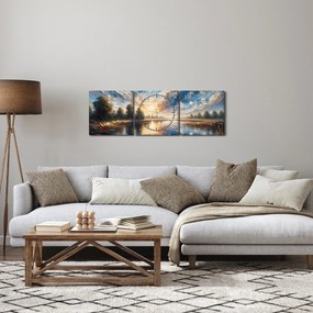 Kép - Napfestmény a víz felett (órával) (90x30 cm)