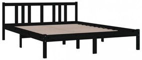 King Size fekete tömör fa ágykeret 150 x 200 cm