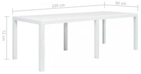 fehér rattan hatású műanyag kerti asztal 220 x 90 x 72 cm