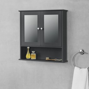 [en.casa] Fali fürdőszoba szekrény tükrös Linz MDF sötétszürke